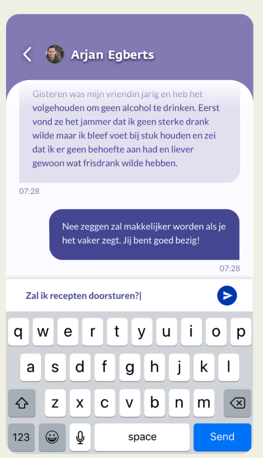 Persoonlijk chatgesprek tussen twee deelnemers